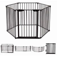 Genérica - Barrera De Seguridad Multifunción 6 Paneles, Rejilla De Protección De Metal Para Chimenea Puertas Escaleras, Parque Recinto Para Perros Corralito Para Mascotas Valla Plegable, Negro