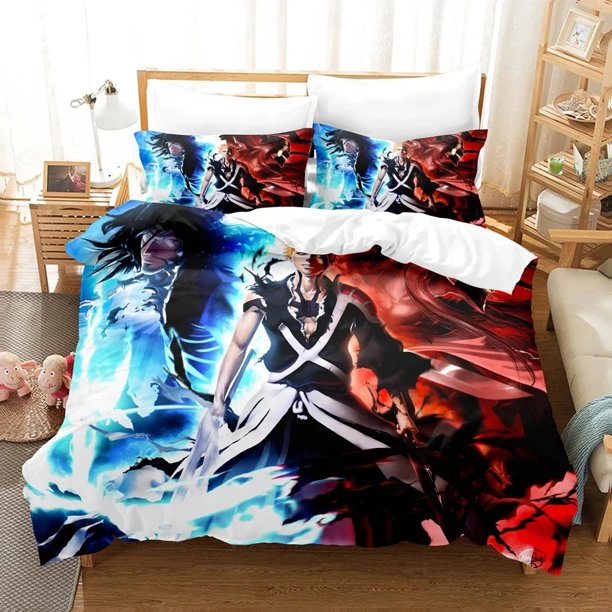 Bleach Kurosaki Ichigo Bedding Set Boys Girls Size Duvet Cover Pillowcase Bed Kids Adult Customizable Bed Sheets