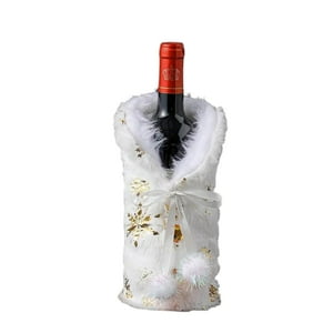 Bohemik - Pack De 2 Cubre Botellas De Vino De Navidad, Blanca Dorada