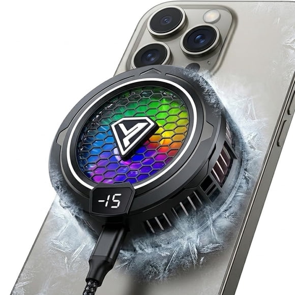 Ventilador para Teléfono COOBILE RGB con Enfriamiento Magnético - Negro