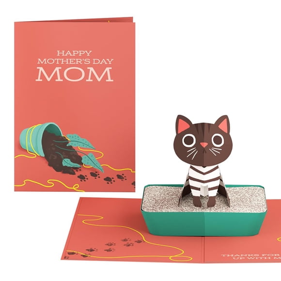 Tarjeta emergente 3D Lovepop para el Día de la Madre con gato, 5 x 7"