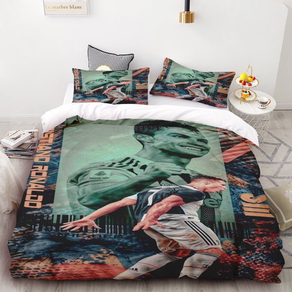 Duvet Cover Pillowcase Football Star CR Printed Bedding Set Boys Girls Twin Queen Size Bed Boys Adult Fashion Home TextileBed Sheets