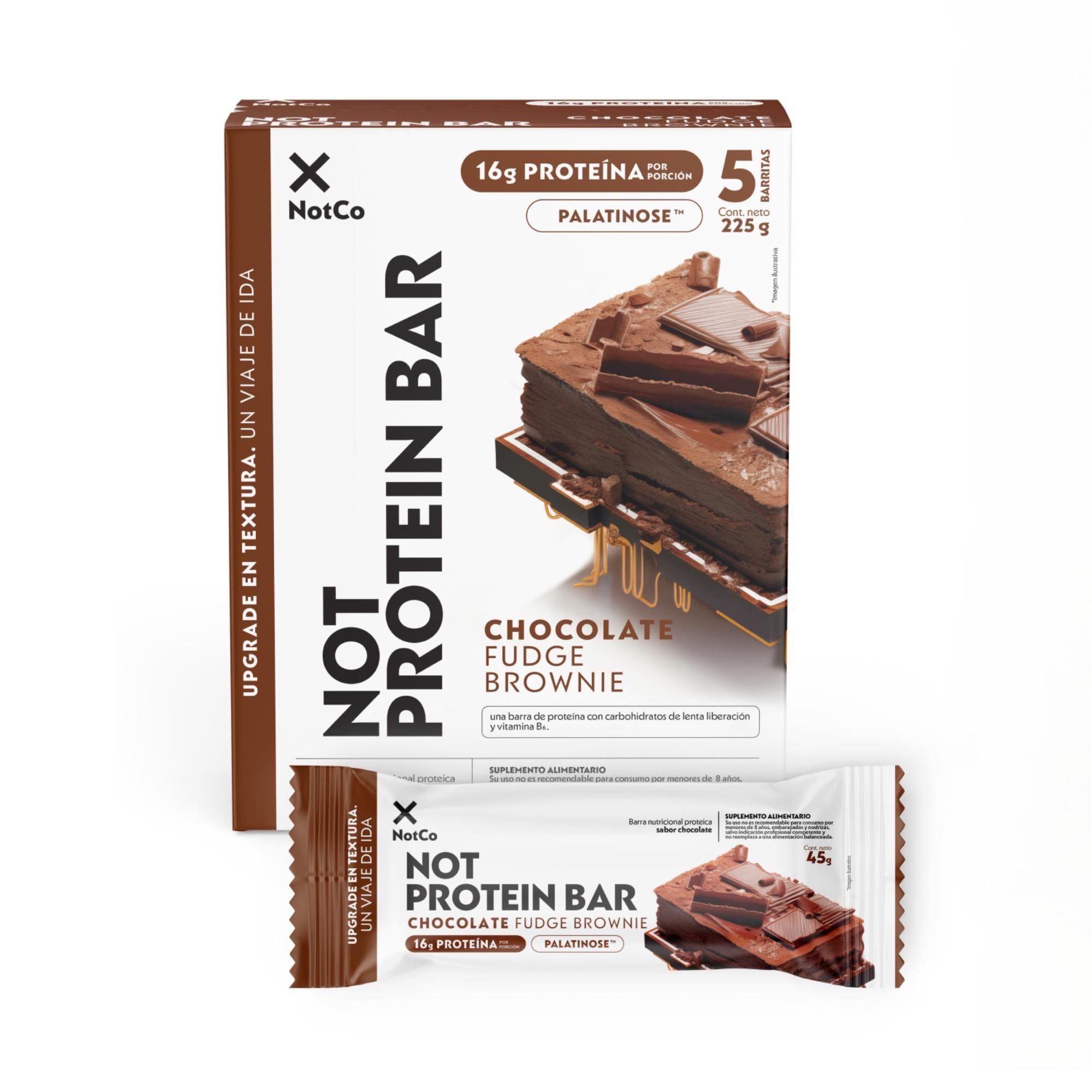 Barra De Proteina Notprotein Bar Chocolate Fudge Brownie 5un 225 g NotCo