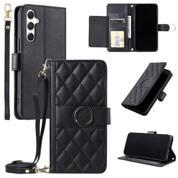 Funda tipo billetera FOXDOCK para Samsung Galaxy S25 – Tapa abatible con correa para mujer