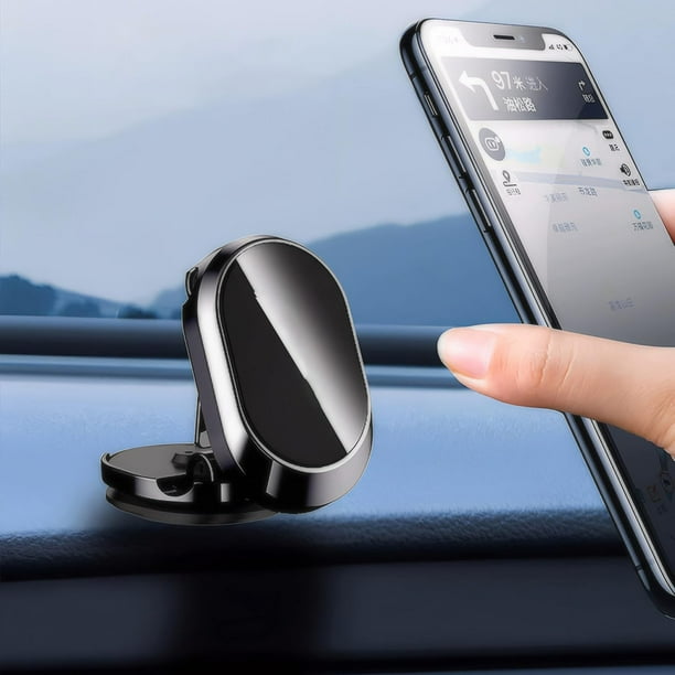 Soporte magnético universal para teléfono móvil con 6 potentes imanes - Soporte ajustable para salpicadero, compatible con todos los teléfonos móviles-Negro