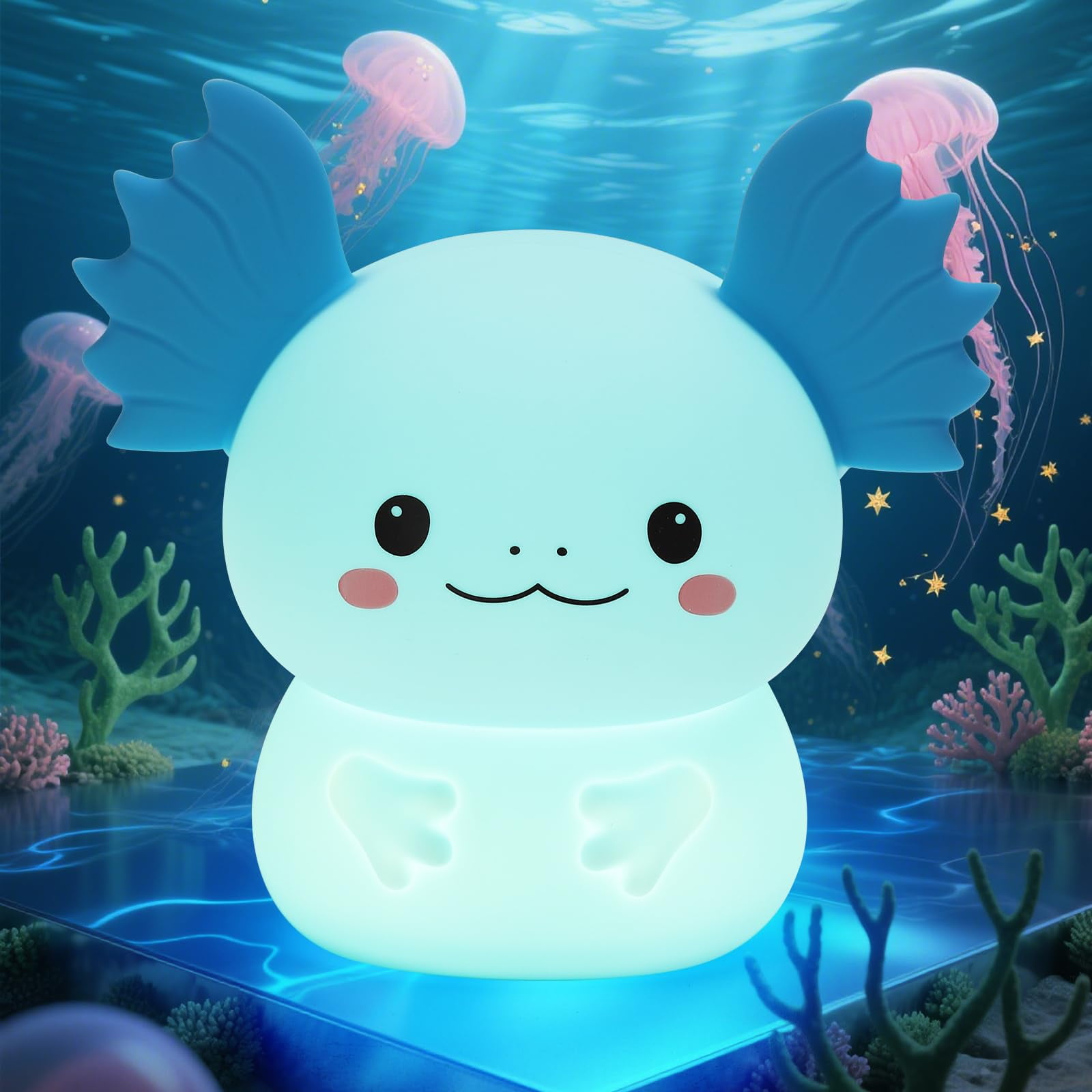 Lámpara Ollycasa Axolotl Luz Nocturna Recargable Usb 7 Colores