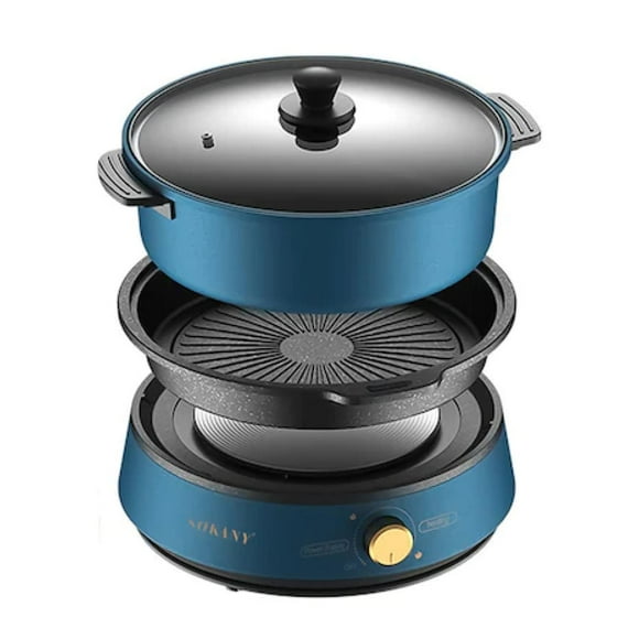 Olla Electrica Vaporera 4l Antiadherente Azul Sk-2006