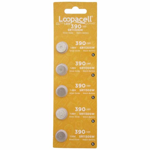 Pila LOOPACELL 390 SR1130W de óxido de plata, 25 piezas
