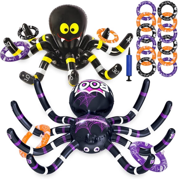 Pack de 2 arañas inflables Ring Toss Game Max Fun Halloween