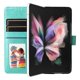 thumbnail image 2 of Funda tipo cartera FOXDOCK para Samsung Galaxy Z Fold 3 , diseño girasol en relieve, cuero PU, cierre magnético, soporte y tarjetero, 2 of 5