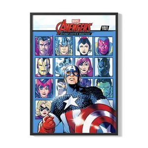 Creango - Cuadro Poster Enmarcado Avengers Capitan America Decorativo