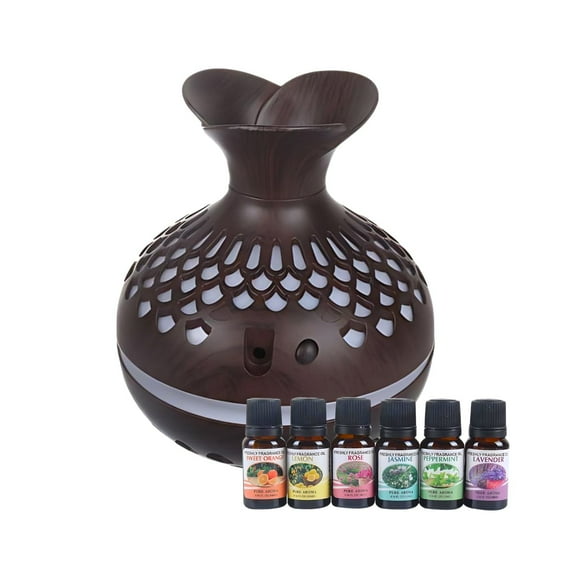 Pack Humidificador Forma De Flor + 6 Esencias Aromaticas
