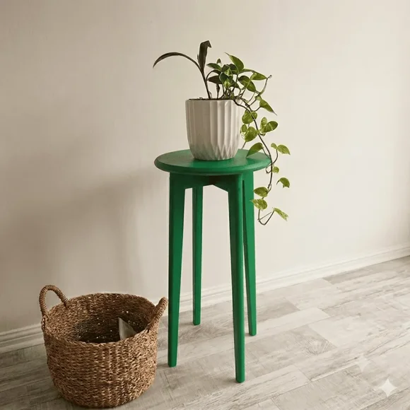 Mesa Lateral Auxiliar Velador Madera Natural 60x30cm Verde modelo Olivia
