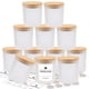 thumbnail image 1 of Frascos para velas SUPMIND, 12 unidades, 10 oz, vidrio esmerilado con tapas de bambú, 1 of 6
