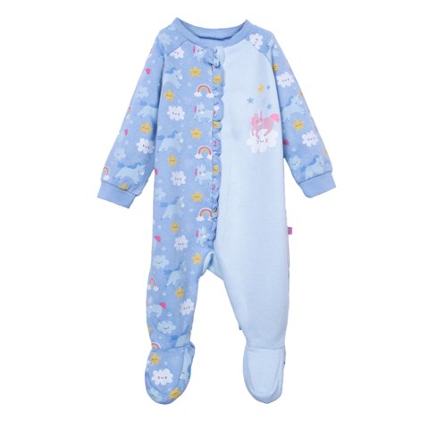 Pillin - Pijama Bebé Niña Enterito Unicornio Celeste
