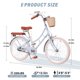 thumbnail image 3 of Bicicleta de viajero de 22 pulgadas con cesta delantera para niñas, marco de acero al carbono alto, bicicleta de la ciudad cómoda para montar al aire libre, 3 of 4