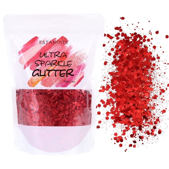 Glitter Estanoite 100 g rojo grueso para manualidades y cosmética