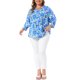 thumbnail image 2 of Agnes Orinda Camisas Florales de Talla Grande para Mujer con Cuello en V con Muesca, Mangas Largas Enrollables, Botones Abajo, Blusas Casuales 3X Azul, 2 of 6