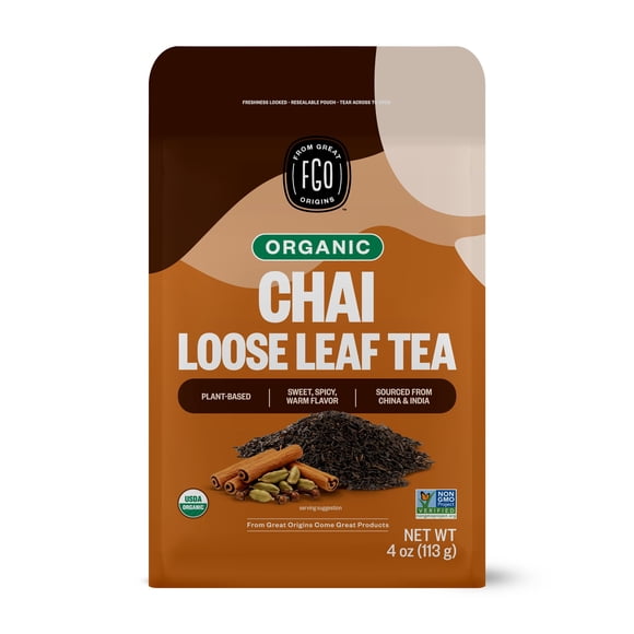 Té FGO Chai Orgánico de Hoja Suelta, bolsa resellable de 113 ml