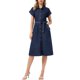 thumbnail image 2 of INSPIRE CHIC Vestido Midi de Mezclilla Casual con Botones y Cinturón de Manga Corta para Mujer Regreso a Clases L Negro Azul, 2 of 6