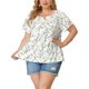 thumbnail image 1 of Agnes Orinda Blusas Casuales de Manga Corta con Tapeta Floral para Mujer de Talla Grande Peplum 6X Blanco, 1 of 8