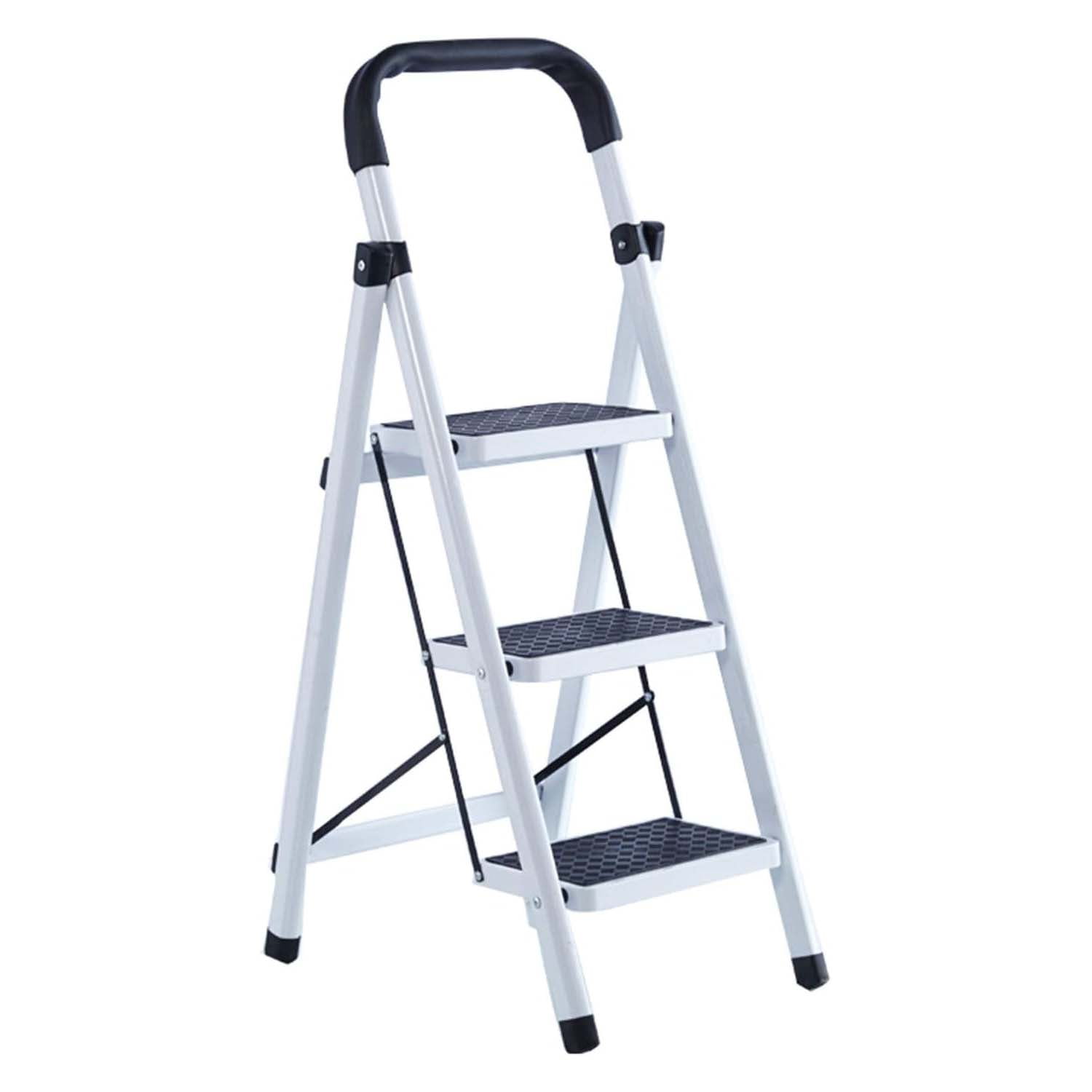 Crusec - Escalera Plegable 3 Niveles Con Pasamanos Multifuncional