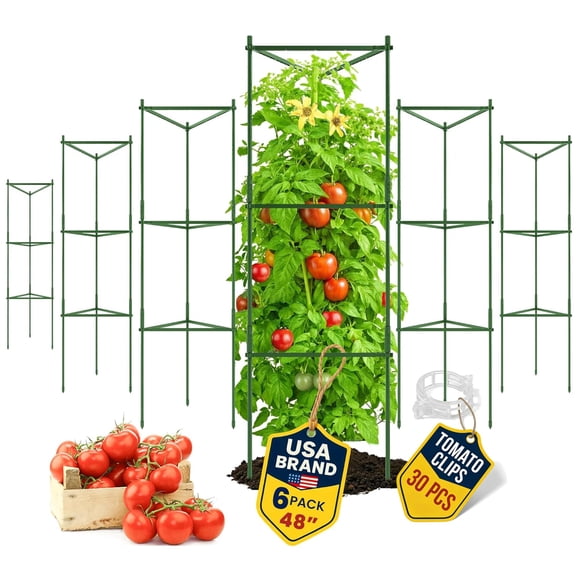 Tutor para tomates K-Brands, paquete de 6, 122 cm de alto, soporte para plantas