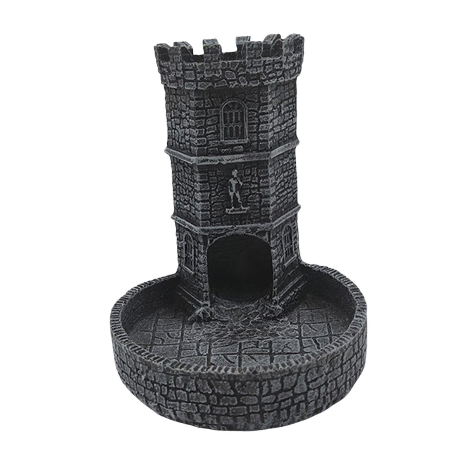 Magideal - Torre De Dados Castillo Con Bandeja Accesorio Para Juegos De Mesa Decoración Para El Hogar Figura De Resina Garantiza Tiradas Aleatorias Y Adecuada Pa Gris Negro