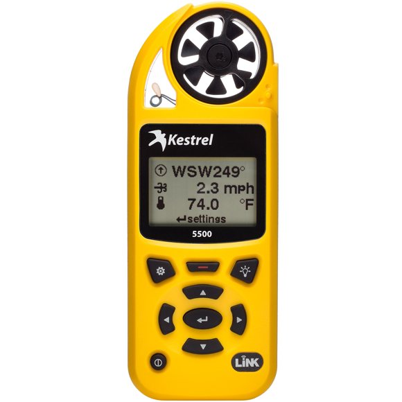 Medidor meteorológico Kestrel 5500 con soporte de veleta LiNK, amarillo