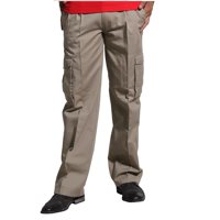 90 Grados - Pantalón Cargo Hombre Gabardina Pinzado Beige