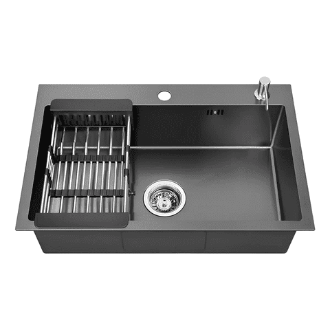 Lavaplatos Belug Simple Empotrado Acero Inoxidable Bajo Cubierta Color Grafito