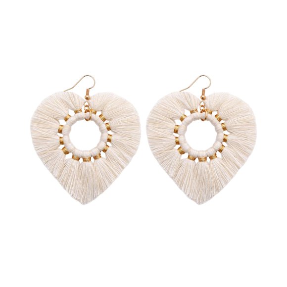 Pendientes De Borla En Forma De Corazón De Moda Pendientes Colgantes Llamativos Para Bodas Blanco