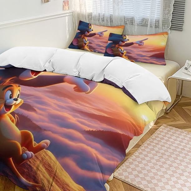Tom And JerryCartoon Collection 3-Piece Comforter Set, Personalized Bedding Decor for Kids And Teens Bed Sheets