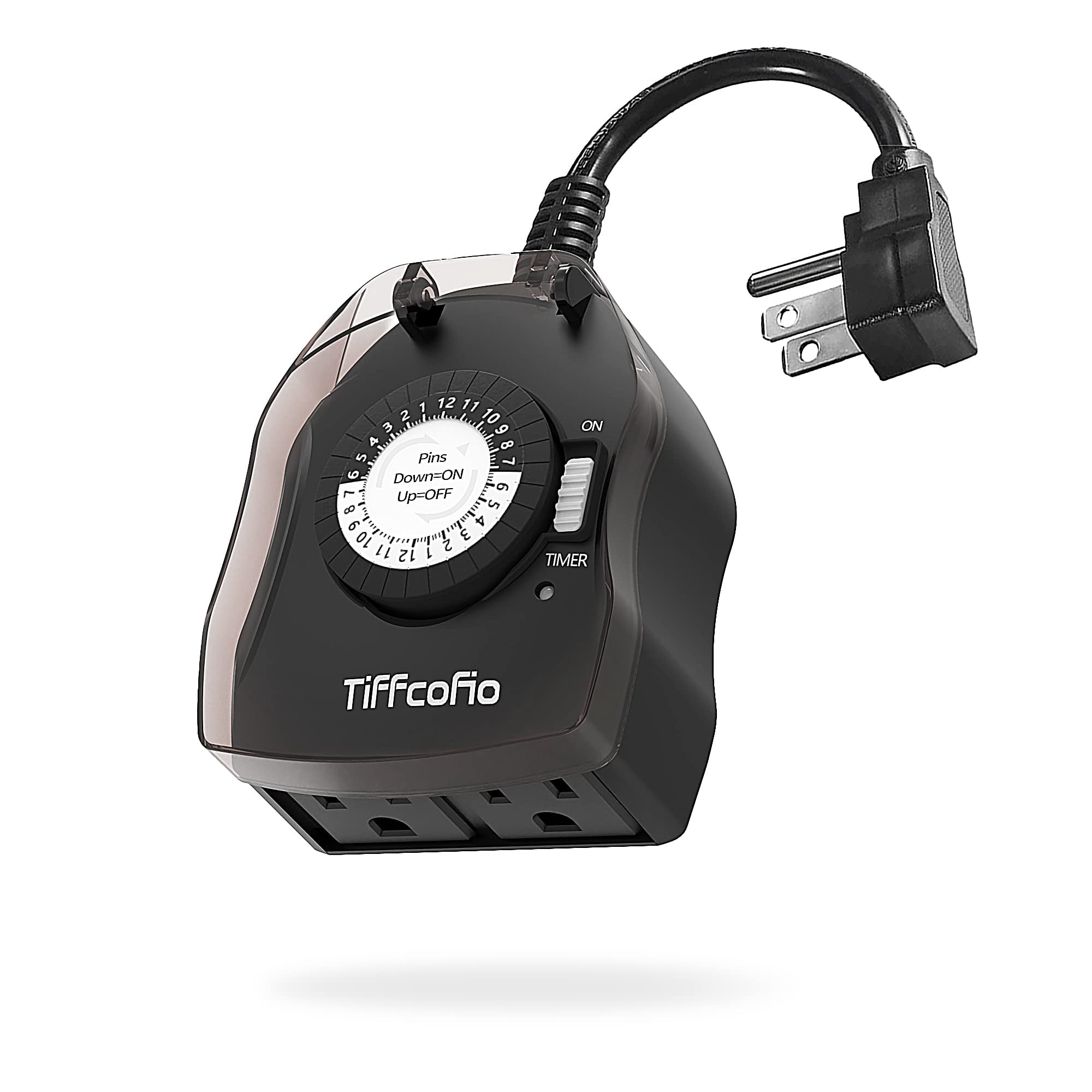 Timer Outlet Tiffcofio Para Exteriores, 24 Horas, Mecánico, 15 A