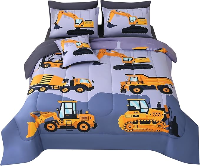 Milsleep - Jqinhome Construcción Juegos De Ropa De Cama Twin Para Niños,6 Piezas Cama En Una Bolsa 3D