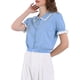thumbnail image 4 of INSPIRE CHIC Blusa Vintage de Punto con Cuello de Solapa y Mangas Abullonadas con Volantes para Mujer XL Azul, 4 of 5