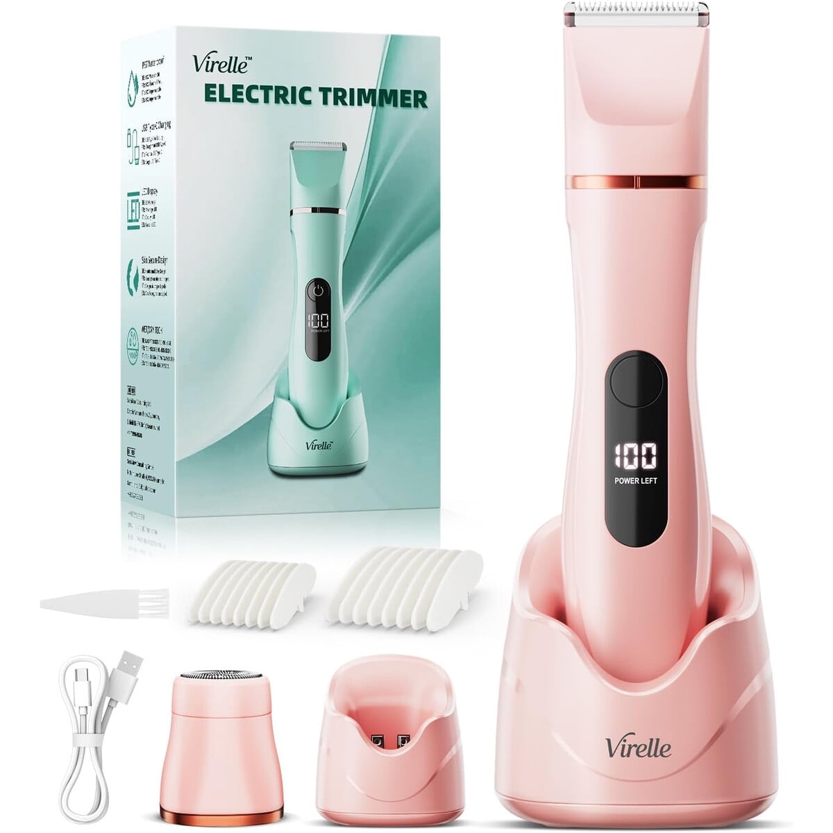 Depiladora Eléctrica Virelle Bikini Mujer Resistente Agua Led Usb