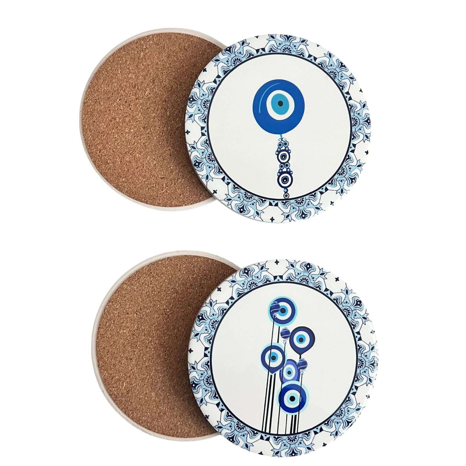 Oem - Set 4 Posavasos Ceramica Y Corcho 4 Piezas Atrapasueño