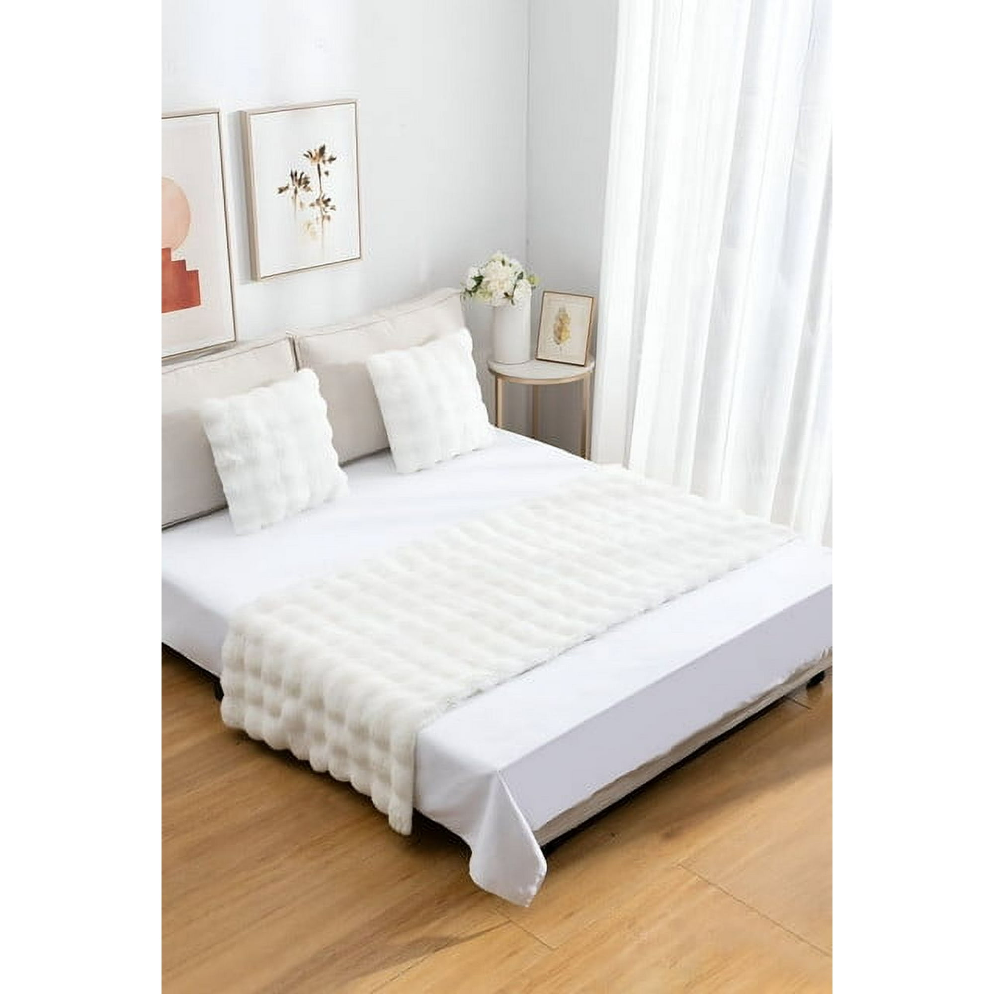 Todo Para El Hogar - Juego De Piecera De Cama Con 2 Fundas Modelo Burbuja Blanco