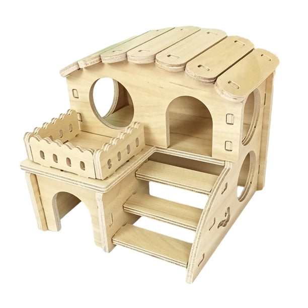 Cabaña escondite de Animal PEQUEÑO de madera, juguetes para jugar, castillo para mascotas pequeñas, decoración de hábitat de Animal PEQUEÑO, casa para Estilo A