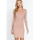 thumbnail image 1 of Vestido Mini de Canalé con Escote en V y Manga Larga, 1 of 5