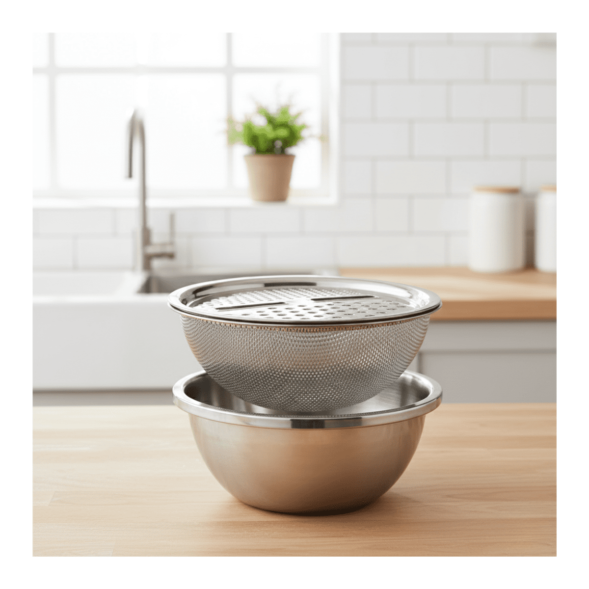 Genérico - Set De 3 Piezas Para Cocina Premium: Bowl, Colador Y Rallador Multifuncional