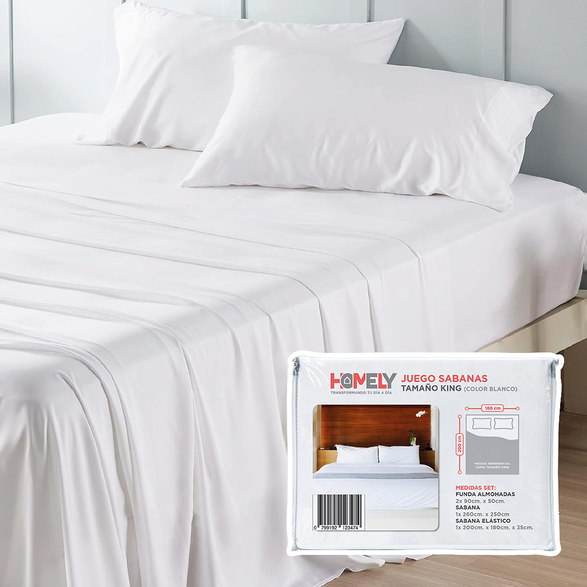 Juego De Sabanas King Homely 100 Gsm Suave 4 Piezas