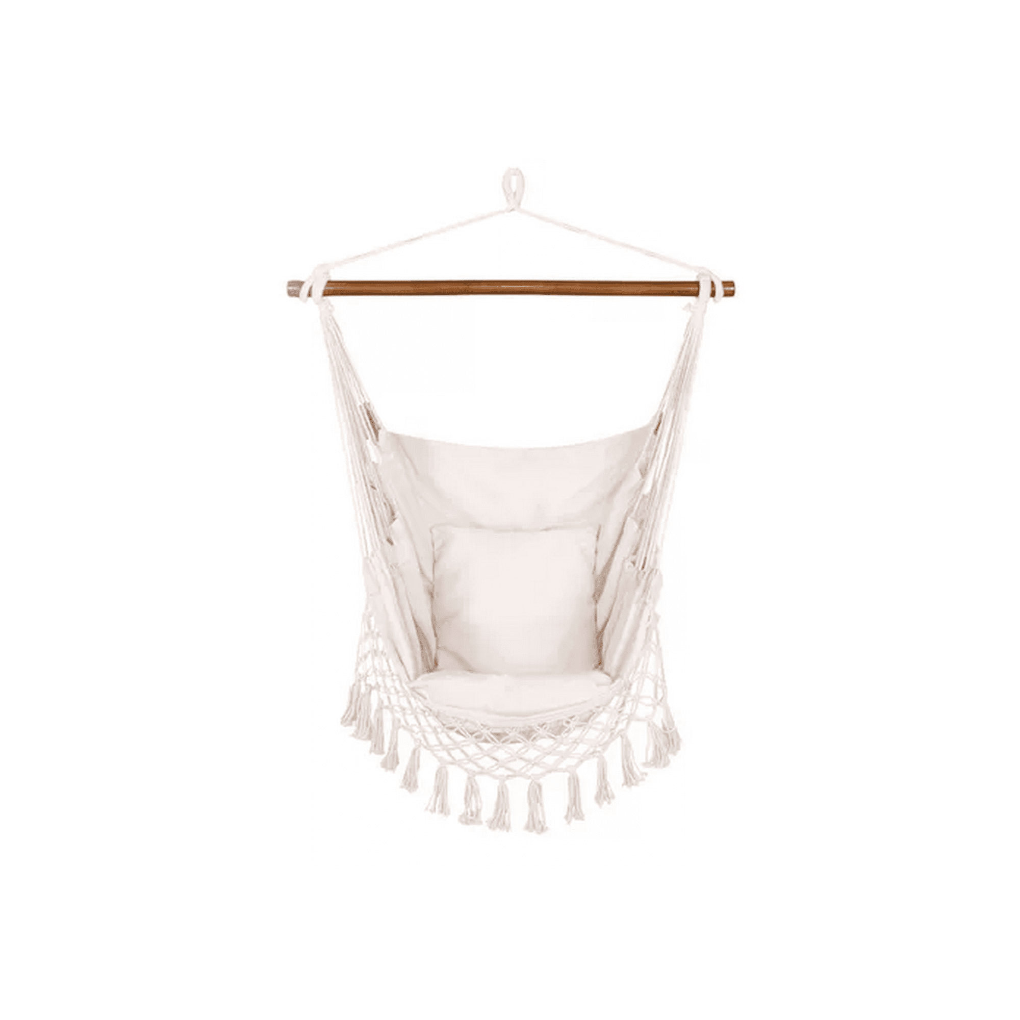 Genérico - Silla Hamaca Colgante Con Soporte De Madera Y Cojines Blancos