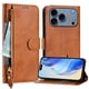 thumbnail image 2 of Funda Billetera Cremallera para iPhone 17 Pro con Porta Tarjetas, Soporte y Correa Marrón, 2 of 5