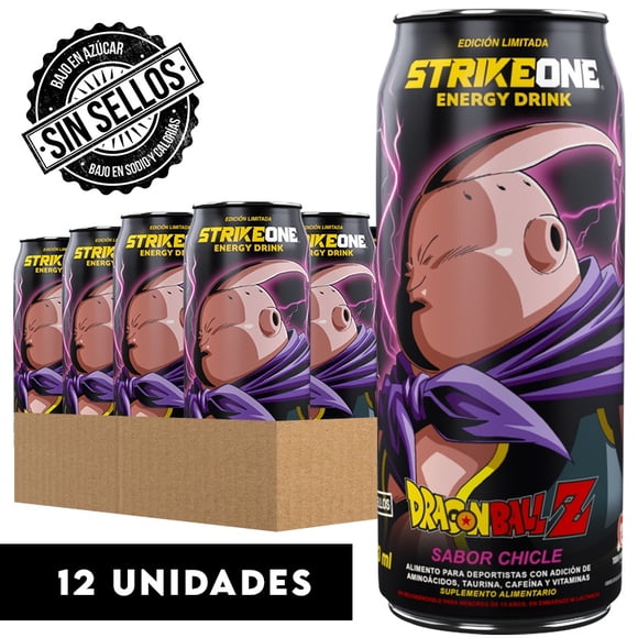 Bebida energética 12 unidades (473 ml c/u) - Dragon Ball z - Majin Buu- Chicle