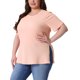 thumbnail image 4 of Agnes Orinda Camisetas de Mujer Tallas Grandes con Abertura Lateral Textura Cuello Redondo Manga Corta Blusa Casual Túnica 4X Rosa Claro, 4 of 6