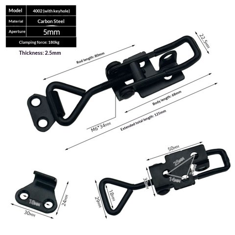 Xusx111 - 4Pcs Toggle Latch Clamp 397 Libras Ajustable Toggle Latch Black Toggle Clamp Bloqueable Release Quick Pull Latch Metal Draw Latch Para Puerta, Caja De Maletero, Puerta Para Fumadores, Jig