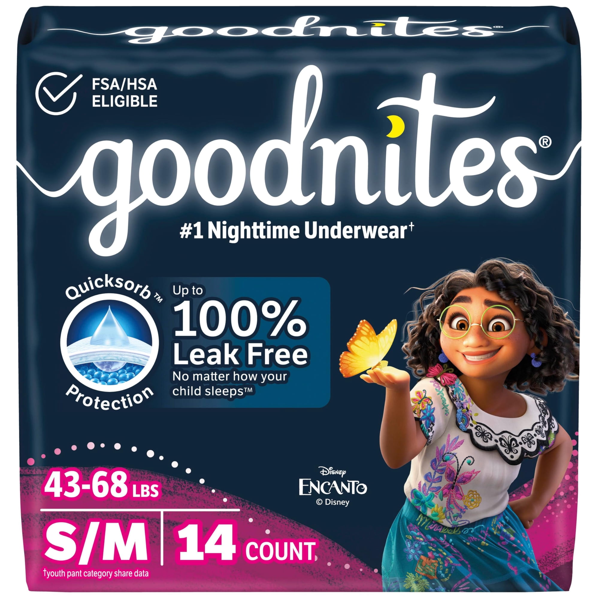 Ropa Interior Nocturna Goodnites Para Niñas, Talla S/m, 19-31 Kg, 14 Unidades