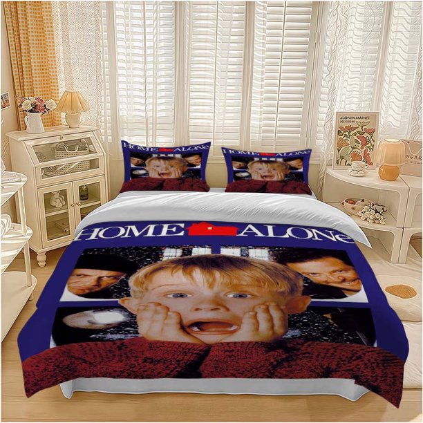 3pcs Christmas Eve Thrill Home Alone Themed Bedding Set Duvet Cover and Pillowcase Set Soft and Comfortable